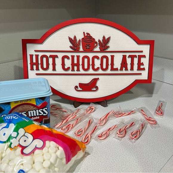 Handmade Laser Cut Hot Chocolate Sign, Wooden Winter Decorations - Picture 4 of 4